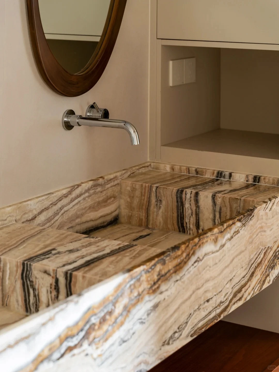 Jurassico Travertine bathroom vanity countertop application Jurassico Travertine bathroom vanity countertop application